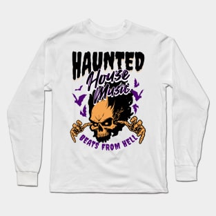 HOUSE MUSIC - Haunted House From Hell (Black/Orange) Long Sleeve T-Shirt